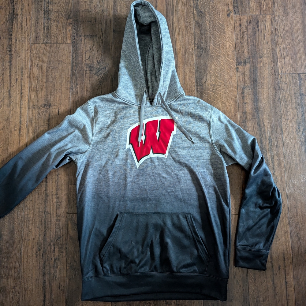 Colosseum Gradient Gray and Black Hoodie with Red Emblem